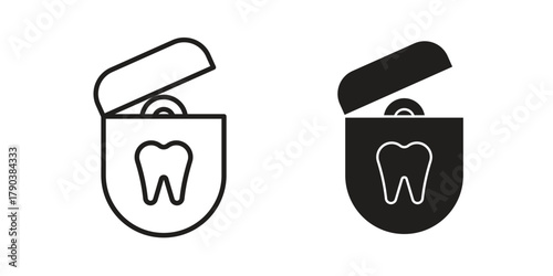 Dental floss icon vector with glyph style. Stroke liner icons