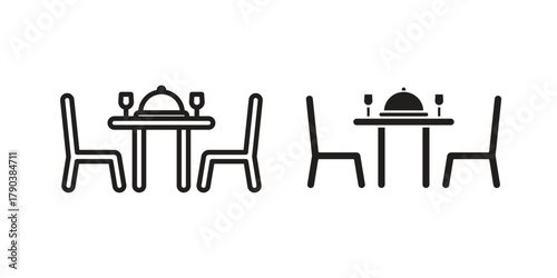 Dining table icon vector with glyph style. Stroke liner icons