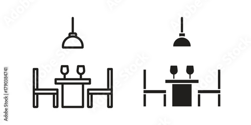 Dining table icon vector with glyph style. Stroke liner icons
