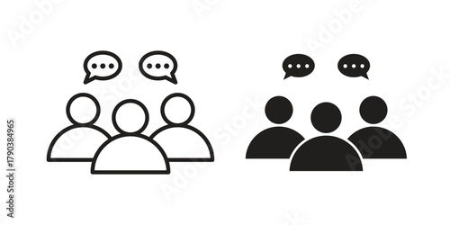 Discussion icon vector with glyph style. Stroke liner icons