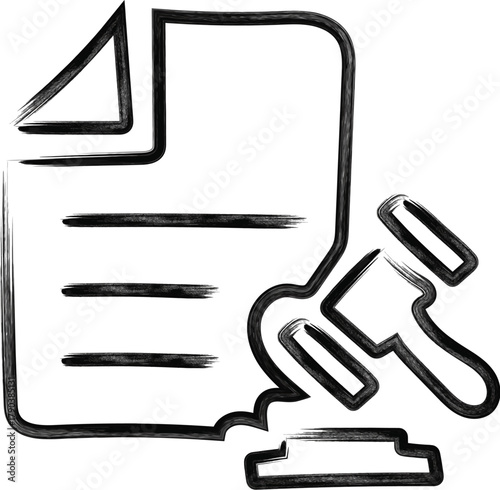 Legal Judgment Icon – Gavel Striking Document for Court Decision