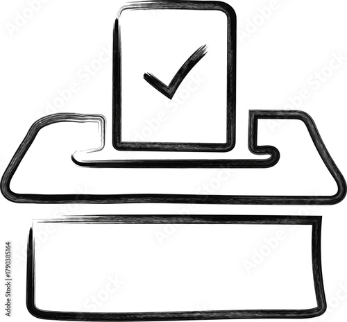 Voting Icon – Ballot Box with Checkmarked Paper for Democratic Choice