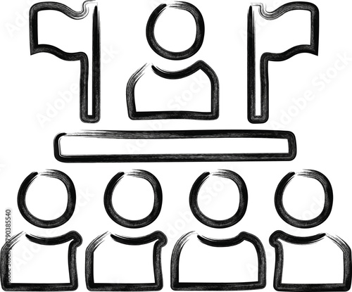 Governance Icon – Speaker at Podium with Flags and Audience Group