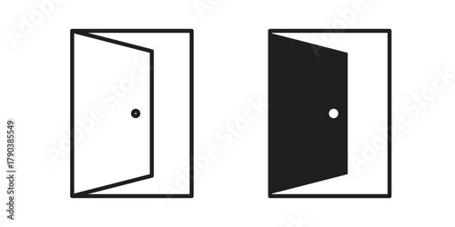 Door icon vector with glyph style. Stroke liner icons