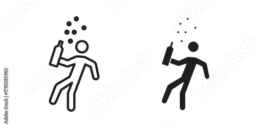 Drunk human icon vector with glyph style. Stroke liner icons