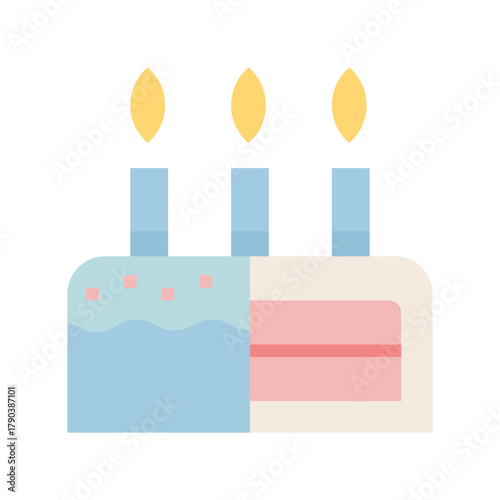 birthday cake flat vector illustration isolated on white background
