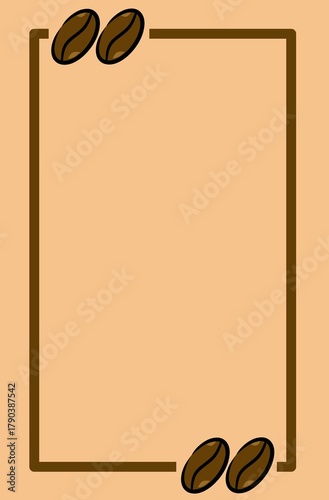 Simple rectangular frame decorated with coffee beans for menu or cafe layout.