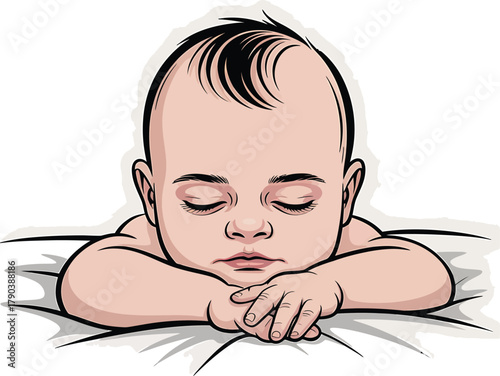 Sleeping Baby on White Pillow 