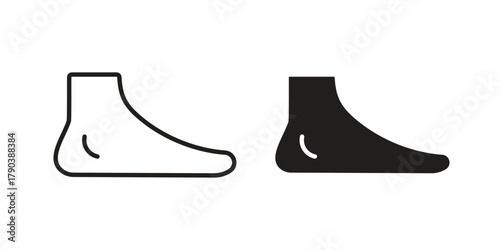Foot side view icon vector with glyph style. Stroke liner icons