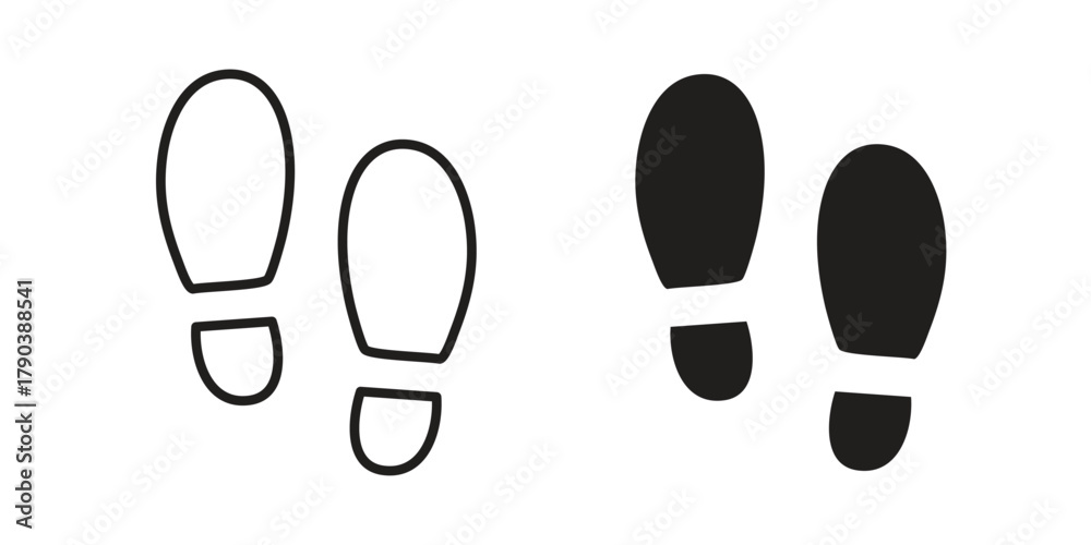 Fototapeta premium Footprint icon vector with glyph style. Stroke liner icons