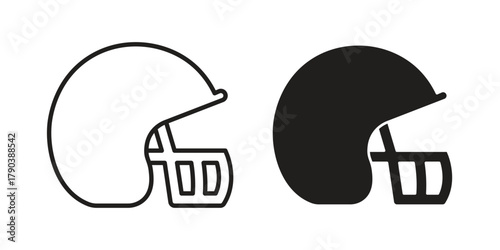 Football helmet icon vector with glyph style. Stroke liner icons