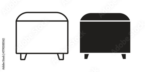 Footstool icon vector with glyph style. Stroke liner icons
