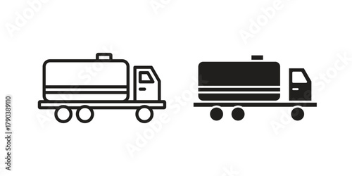 Fuel truck icon vector with glyph style. Stroke liner icons