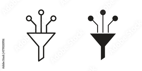 Funneling data icon vector with glyph style. Stroke liner icons