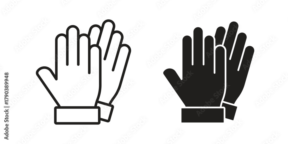 Fototapeta premium Gloves icon vector with glyph style. Stroke liner icons
