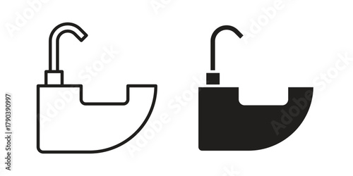 Hair washer sink icon vector with glyph style. Stroke liner icons