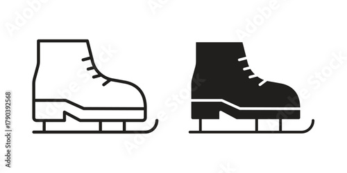 Ice skating icon vector with glyph style. Stroke liner icons