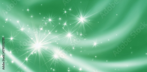 Green background with silver glow stars