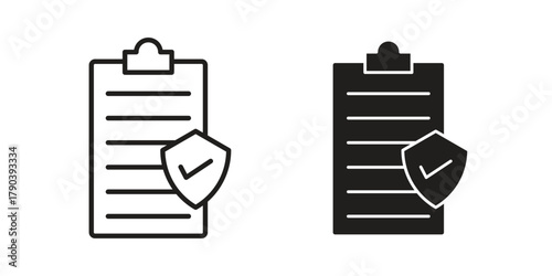 Insurance policy icon vector with glyph style. Stroke liner icons