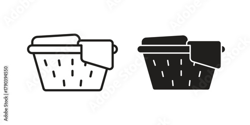 laundry hamper icon vector with glyph style. Stroke liner icons