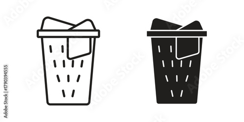 Laundry basket icon vector with glyph style. Stroke liner icons