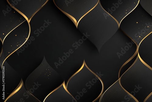 Elegant Gold and Black Wave Pattern With Smooth Curves and Textures