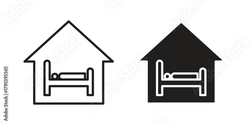 Lodge icon vector with glyph style. Stroke liner icons