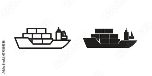 Logistic Ship icon vector with glyph style. Stroke liner icons