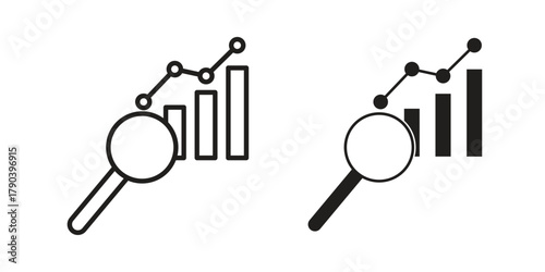 Market research icon vector with glyph style. Stroke liner icons