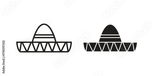 Mexican Hat icon vector with glyph style. Stroke liner icons
