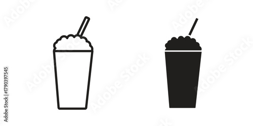 Milkshake icon vector with glyph style. Stroke liner icons