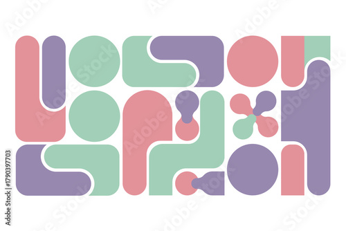 Colorful Geometric Abstract Pattern with Retro Minimal Design Shapes