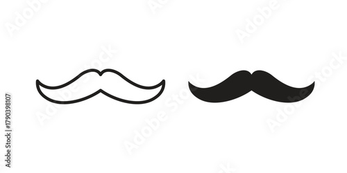 Moustache icon vector with glyph style. Stroke liner icons