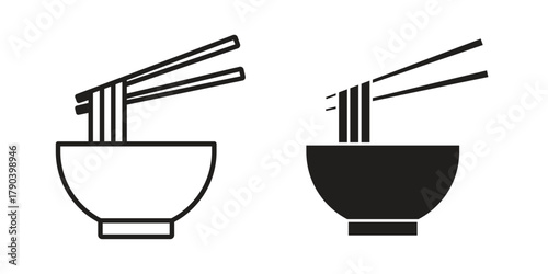 Noodles icon vector with glyph style. Stroke liner icons