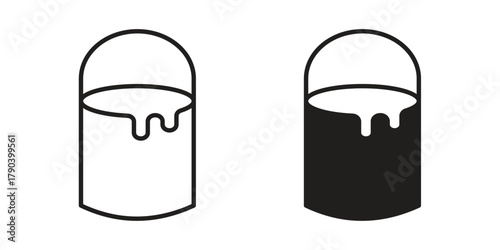 Paint bucket icon vector with glyph style. Stroke liner icons