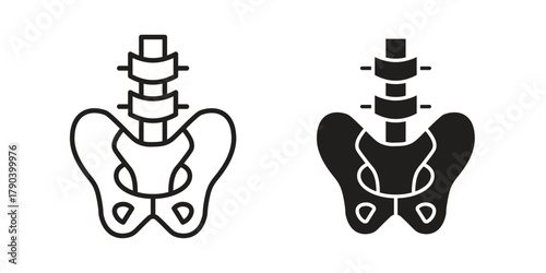 Pelvic area icon vector with glyph style. Stroke liner icons