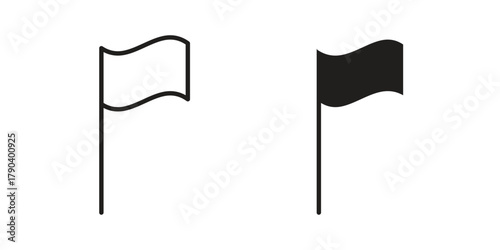 Plain flag icon vector with glyph style. Stroke liner icons