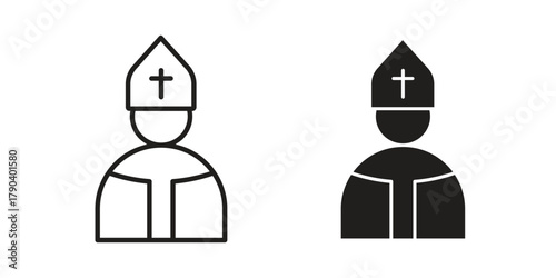 Pope icon vector with glyph style. Stroke liner icons