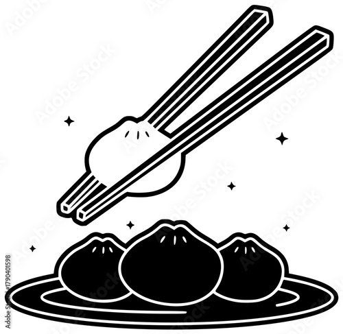 asian illustration japan silhouette food logo cuisine icon japanese outline chinese eat chopsticks chopstick traditional stick kitchen culture pair shape for vector graphic background