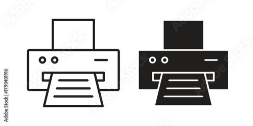 Printer icon vector with glyph style. Stroke liner icons