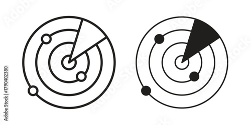 Radar icon vector with glyph style. Stroke liner icons