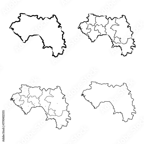 Guinea country simplified map. pencil sketch