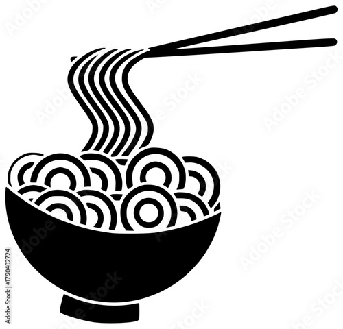 bowl illustration meal silhouette lunch logo cuisine icon food outline delicious noodle dinner asian chinese restaurant japanese soup cooking shape adults vector graphic background