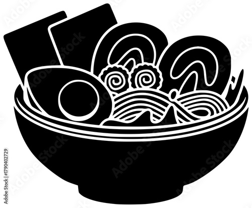 bowl illustration meal silhouette lunch logo cuisine icon food outline delicious noodle dinner asian chinese restaurant japanese soup cooking shape adults vector graphic background