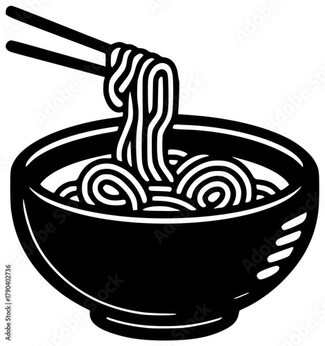 bowl illustration meal silhouette lunch logo cuisine icon food outline delicious noodle dinner asian chinese restaurant japanese soup cooking shape adults vector graphic background