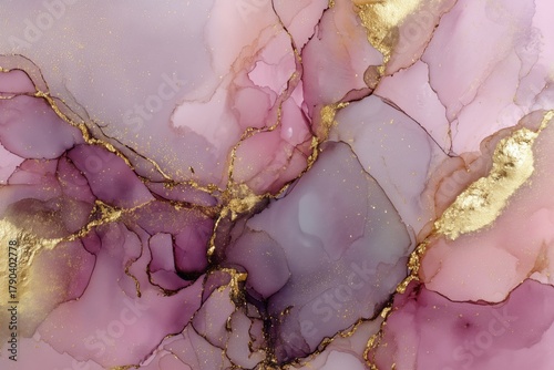 Beautiful Abstract Art With Pink and Gold Details Created Using Fluid Techniques