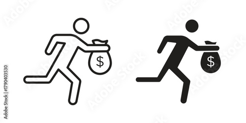 Robbery icon vector with glyph style. Stroke liner icons