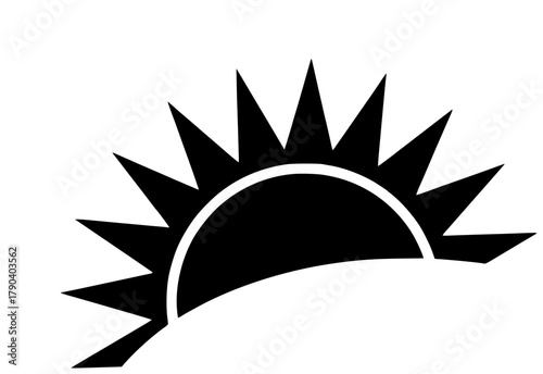 sunrise illustration sun silhouette sunset logo nature icon light outline landscape sunlight blue summer sky beautiful horizon morning dawn shape gold vector graphic background