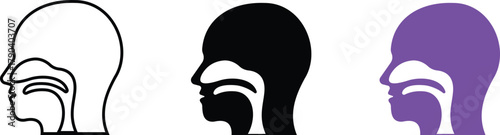 Throat Icon set represents human health, medical care. This premium vector concept focuses on the throat area, depicting the neck and respiratory system as a symbol of voice, breathing, and wellness.