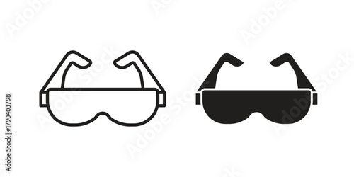 Safety glasses icon vector with glyph style. Stroke liner icons